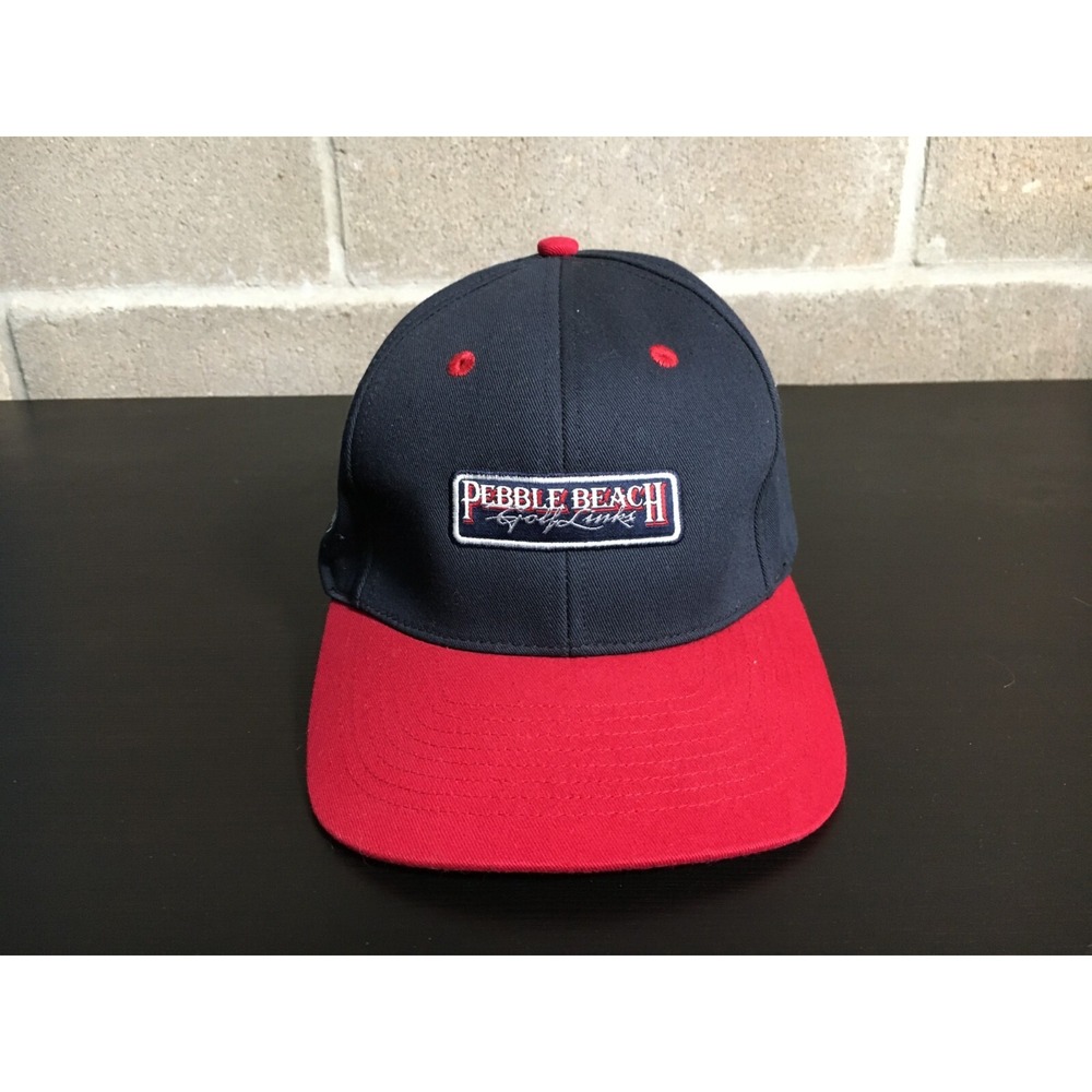 Pebble Beach Hat Cap Mens Strap Back Blue Golfer Outdoor Preppy Golf Links Logo